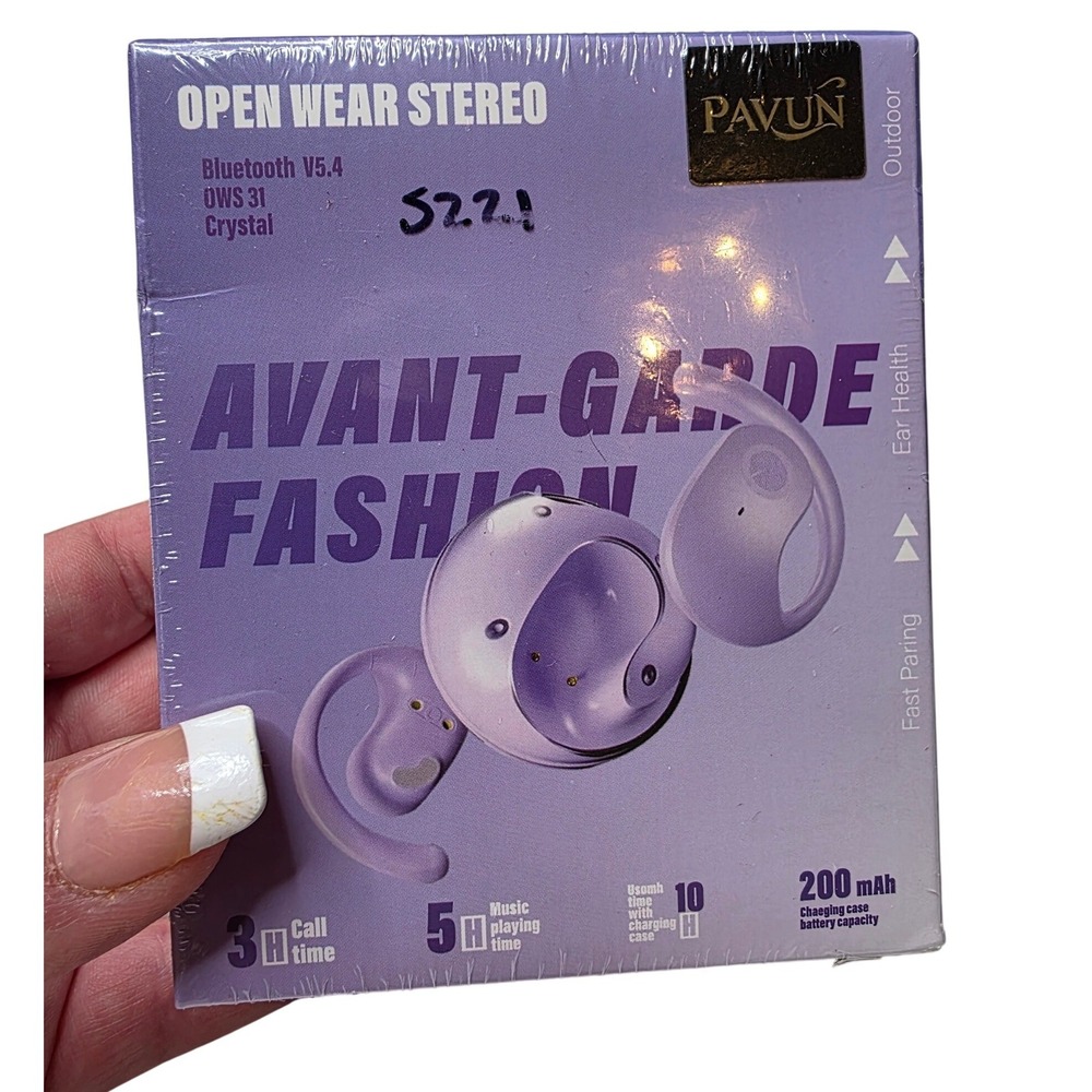 PAVUN OWS31 Open Wear Stereo Bluetooth V5.4 Wireless Earbuds Purple New‎